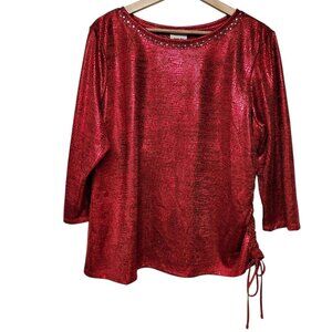 Ruby Rd Favorites Red Metallic Snake Print Top Size XLP